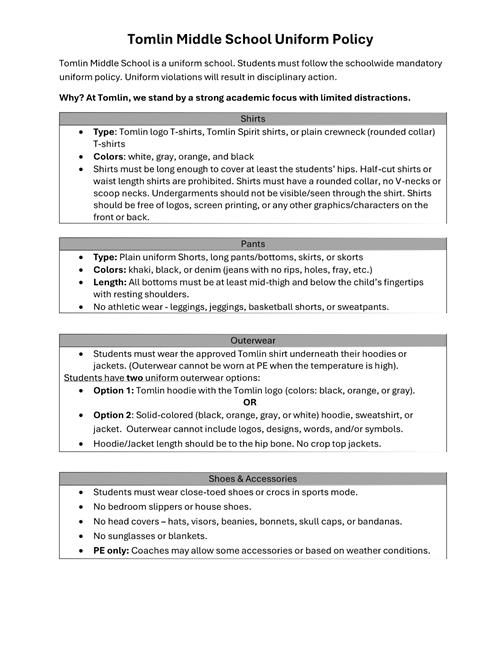 24-25 Tomlin Dress Code